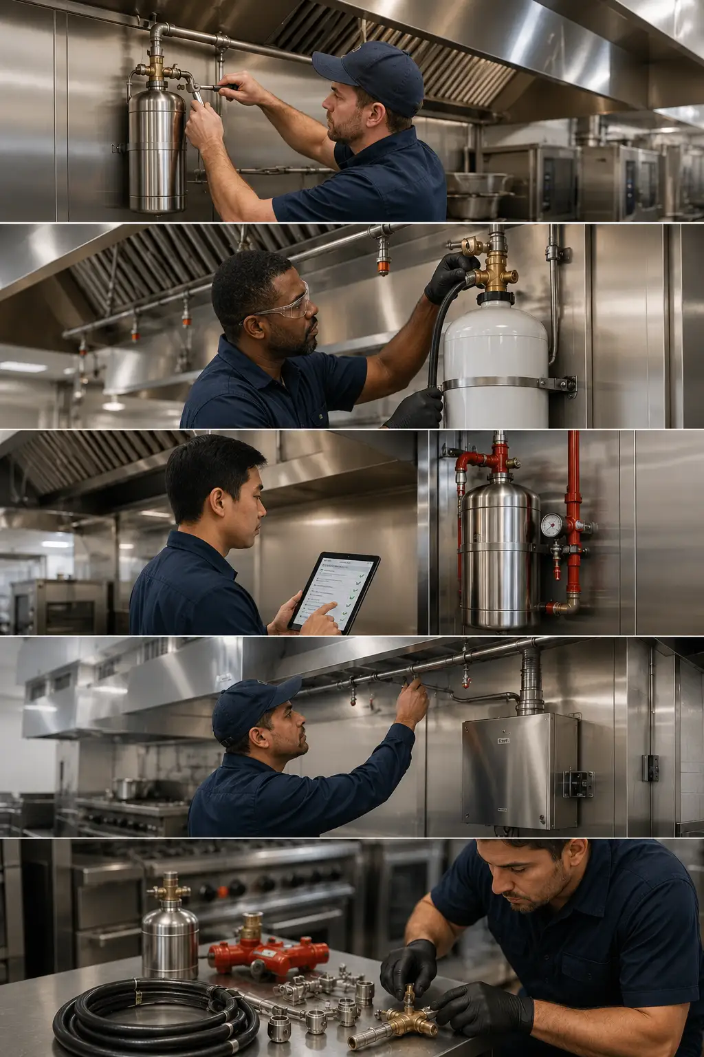 Fire suppression system installation in kitchens